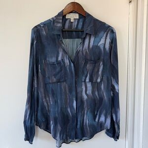 Cloth & Stone Blue-Gray Blouse | Soft Drapey Top | Casual Chic